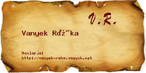 Vanyek Réka névjegykártya